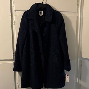 Anne Klein Dark Blue Textured Coat